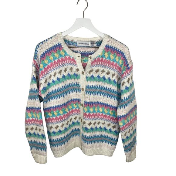 Vintage Stripe Pattern Knit Granny Cardigan - Women's Size S - Picture 1 of 4